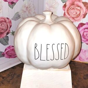 Rae Dunn BLESSED white pumpkin • Large